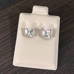 Banter by Piercing Pagoda Princess Cut CZ on Sterling Silver Stud Earrings Photo 1