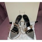 Black Suede Studio Talia Heel Pointy Sandal in Silver Gold 39 New with Box Women Size 8 Photo 4