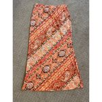 Boutique NWT-  Orange & Coral Paisley Floral Maxi Skirt One Size Photo 3