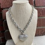 Anne Klein Authentic Ribbed Heart Silver Tone Vintage 80's Necklace Link Toggle Photo 5