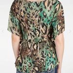 Daytrip Green & Tan Subliminal Animal Print Flutter Sleeve Sweater Size Medium Photo 2