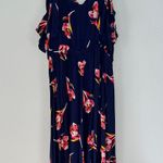 EXPRESS NWT Blue Floral Print Cold Shoulder Faux Wrap Dress Photo 4
