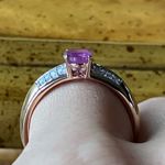 Natural Pink Sapphire Moissanite Sterling Silver Ring Size 8 Photo 1