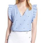 1901 Nordstrom Light Blue Sleeveless Anchor Top Blouse Size S Photo 0