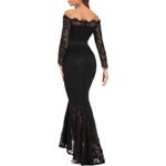Black Lace Off Shoulder Long Sleeve‎ Bodycon Mermaid Gown Evening Dress XL Photo 8