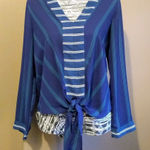Monteau  blue & teal tie front blouse Photo 0