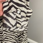 Tahari  100% Linen Button Up Shirt Zebra Stripe Large Roll tab sleeves Long Tunic Photo 2