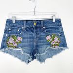 American Eagle VINTAGE Y2K | Set of 2 Embroidered Floral Denim Jean Shorts Sz. 2 Photo 2