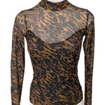 ALLSAINTS  Ambient Elia Leopard Animal Print Mesh Long Sleeve Bodysuit Top Size S Photo 0