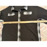Womens Black Plaid Flannel Long Sleeve Button Up Shirt Medium Waffle Top Photo 5