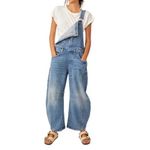 We The Free good luck barrel overalls blue denim baggy size medium Photo 2
