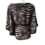 Alberto Makali Vintage 90s Shaggy Zebra Boatneck Poncho Sweater, Sz S/M Photo 1