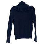 J. Crew Women's Black Ruffle Turtleneck Merino Wool Sweater Long Sleeve Size XS Photo 1
