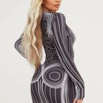 EGO ⏳ Long Sleeve Contrast Body Print Bodycon Mini Dress ⏳ Photo 1