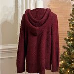 GreenTea Sweater Hoodie Women’s Large Soft Textured Burgundy Pullover Red Photo 5