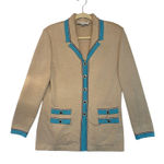 St. John Collection Vintage Beige Knit Cardigan Luxury Old Money Classic Size 10 Photo 0