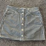 Reformation  gingham Bianca skirt denim black and white button front pockets mini Photo 1