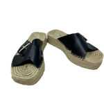 ZARA  Black Leather Buckle Espadrille Jute Slide Sandals Size 41‎ / US 10.5 Photo 6