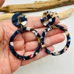 2 Pairs of Trendy Acrylic Lucite Hoop Earrings Photo 1