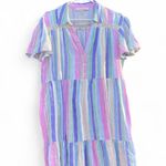 Pastel Striped Midi Dress Pink Size L Photo 2