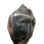 Coach  Camelia Black Distressed Leather Shoulder Bag, Silver Hardware Teal Lining Photo 9