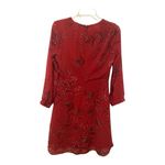 Madewell  Hazelwood Faux Wrap Dress 2 Red Floral Mini Long Sleeve V-Neck Boho Photo 2