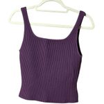 Babaton Aritzia Sculpt Knit Squareneck Ribbed Cropped Tank Sz M Rich Purple Photo 0