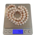 14K Yellow Gold Clasp Peach Freshwater Cultured Pearl Hand Knotted Necklace 26” Photo 4