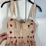 ASOS exclusive Lace & Beads corset tiered mini dress in taupe rose heart sexy Photo 4
