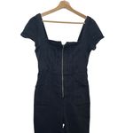 Free People  We The Free Selena Jumpsuit Small Black Denim Zip Short Sleeve Slim Photo 2
