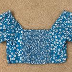 Gap Blue And White Floral Puffy Sleeve Crop Top Photo 1