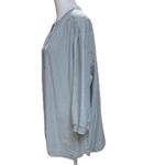 Lee Blue & Gray Plaid 3 Button V-Neck Pullover Women's 3/4 Sleeve Top Size 1X Photo 2