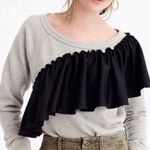 J.Crew Asymmetrical Black Ruffle Sweatshirt Photo 0