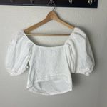 Sim & Sam ‎ White Puff Sleeve Crop Top size Medium Photo 2