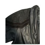 Vintage genuine leather small oversized Jacket with suede paisley‎ design Black Photo 2