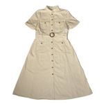 Sézane NWT Sezane Raquel in Mottled Ecru Cotton Belted Midi Shirt Dress 38 / US 6 Photo 5