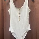 NWOT cream faux button body suit size small White Photo 0
