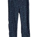 J Jill Navy with Dusty Blue Flowers Stretch Pull On Pants/Leggings Size Size 6 Photo 0