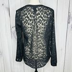 Ann Taylor Black Long Sleeve Sheer Lace V-Neck Button Down Blouse Top Sz S Photo 6
