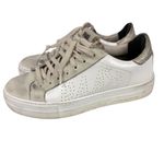 P448 Thea Platform Sneakers White Leather Metallic Heel Size 38/ US 7.5/8 Photo 4