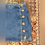 Free People FINAL PRICD DROP  Little Daisies Blue Denim Button Front Mini Skirt Photo 3
