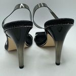 Good American  Black Crystal Crush Lucite Sandal Size 8.5 Black Glitter New Photo 6