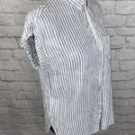 American Eagle washed stripe short sleeve button down collar shirt sz S women Photo 4