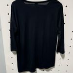 Hue Women Solid Round Neck Pure Cotton Black T-Shirt Size M Photo 2