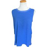 Adrienne Vittadini Womens  High-Low Cobalt Blue Mixed Media Sleeveless Top - Sz L Photo 2
