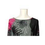 Clara Sun Woo Tunic Size XS Gray Pink Coral Angle Hem Lagenlook Floral Tropical Photo 2