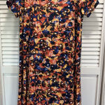 LuLaRoe Shirt Dress Black/Orange Floral High/low Midi Size XL Short Sleeve Photo 0