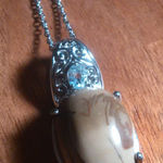 Venus Jasper and Sky Blue Topaz Stainless Steel Pendant Necklace Photo 0