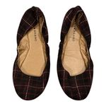 Lucky Brand  ERIN RED BURGUNDY BLUE Plaid ROUND TOE TARTAN Ballet Flats SIZE 8 Photo 1