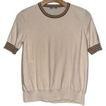 Marella Women’s Sz S Latte Cream Gold Silver Metallic Trim Cerchico Crop Sweater Photo 7
